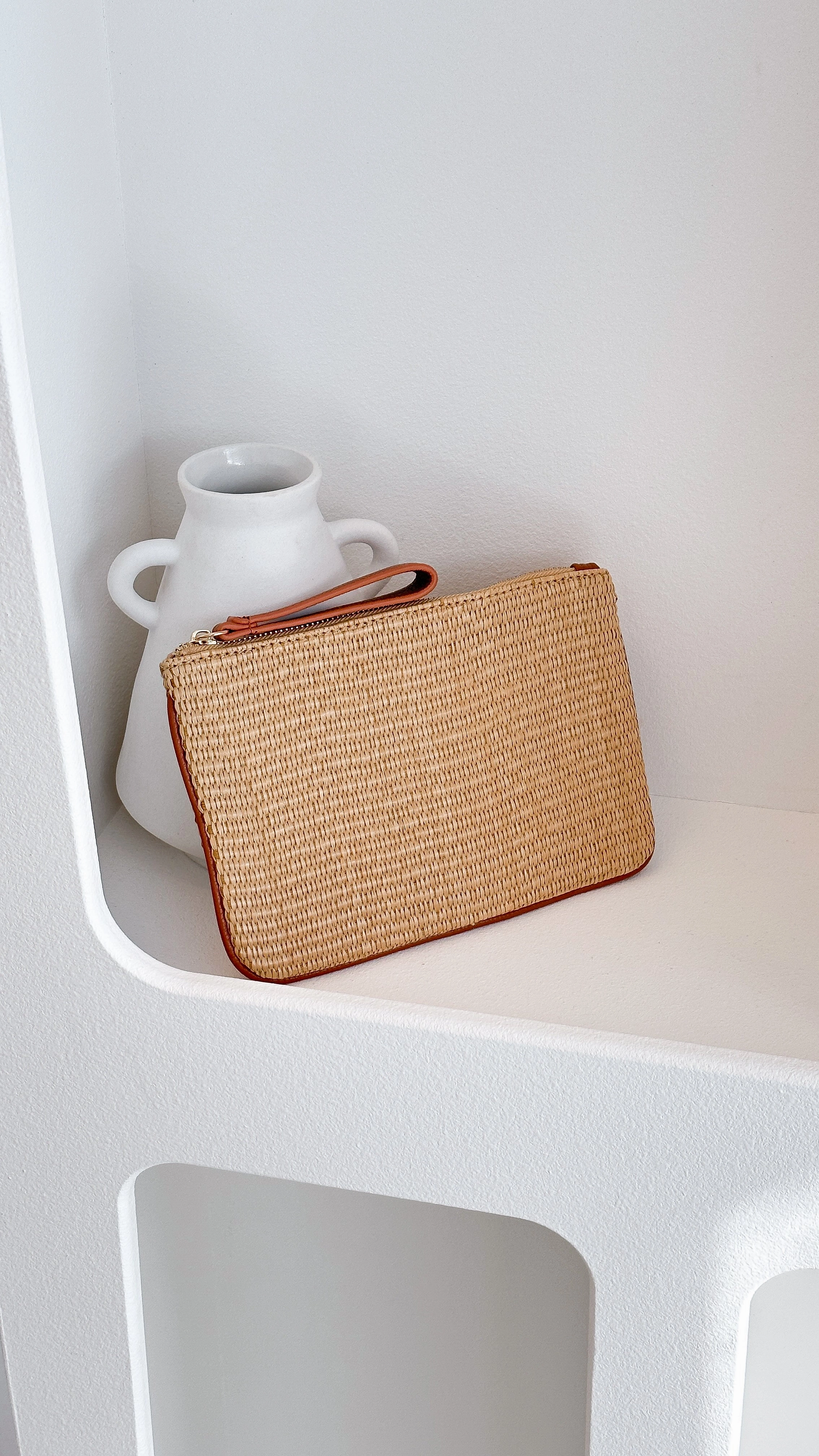 Francesca Weave Pouch -  Natural/Tan