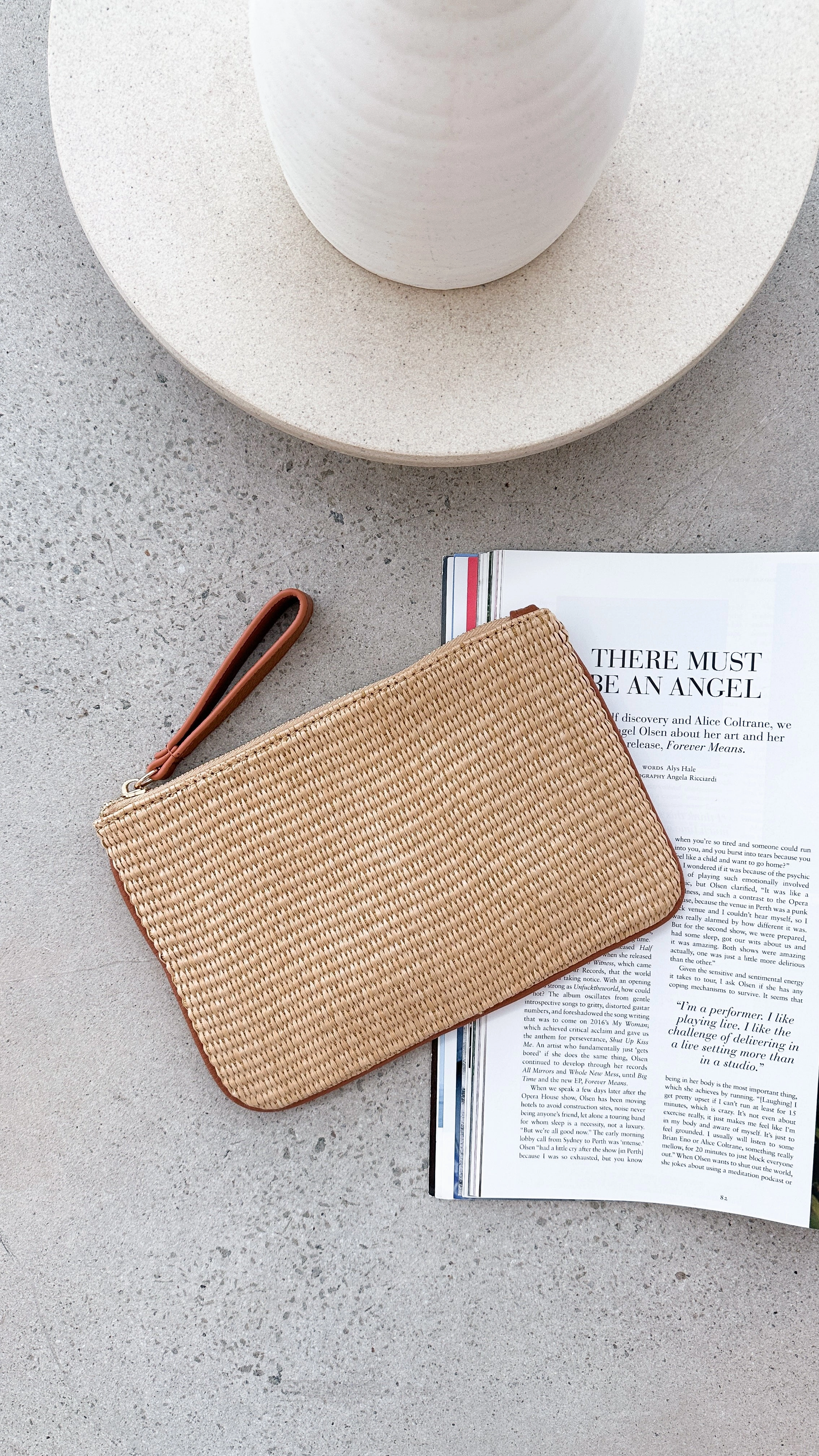 Francesca Weave Pouch -  Natural/Tan