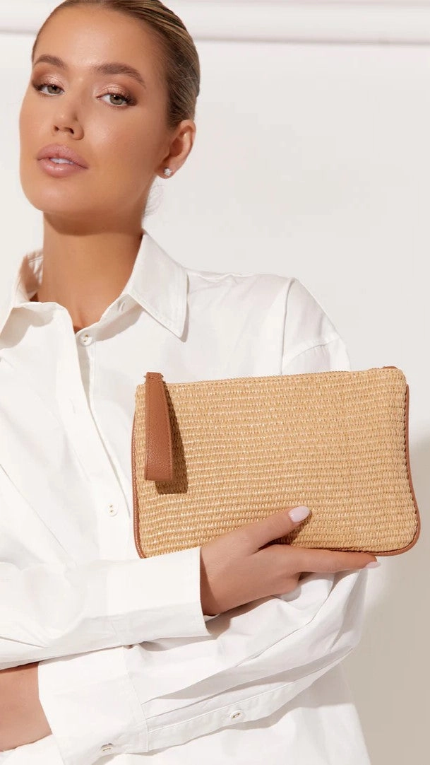 Francesca Weave Pouch -  Natural/Tan