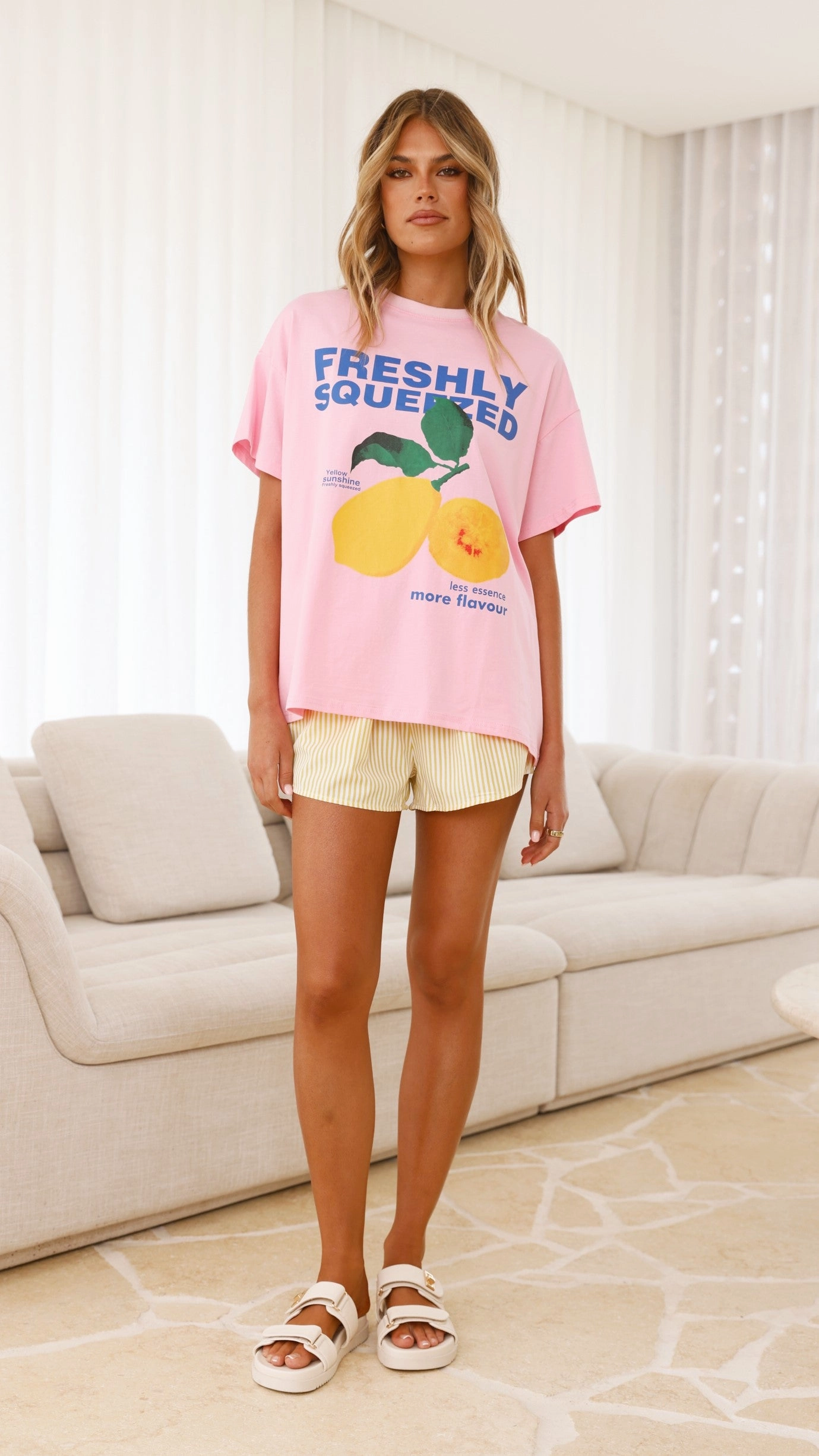 Freshly Squeezed Top & Shorts Set - Pink/ Yellow