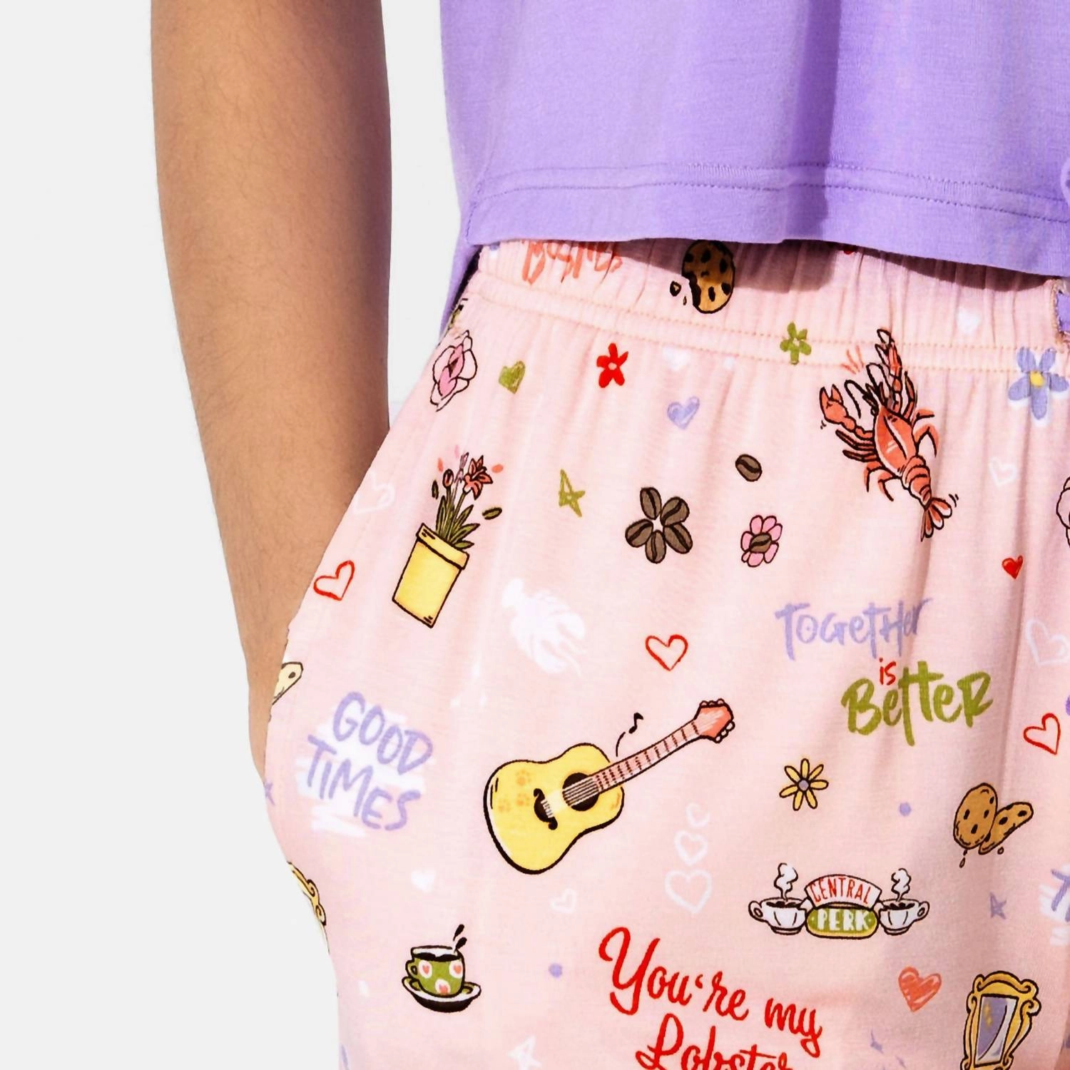 Friends Forever Pajama Shorts Set In Pink