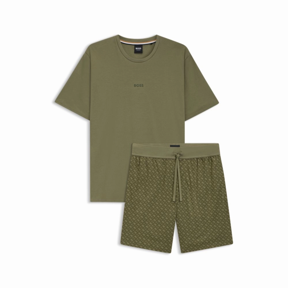 Gift-boxed pajamas in cotton with logo and monograms