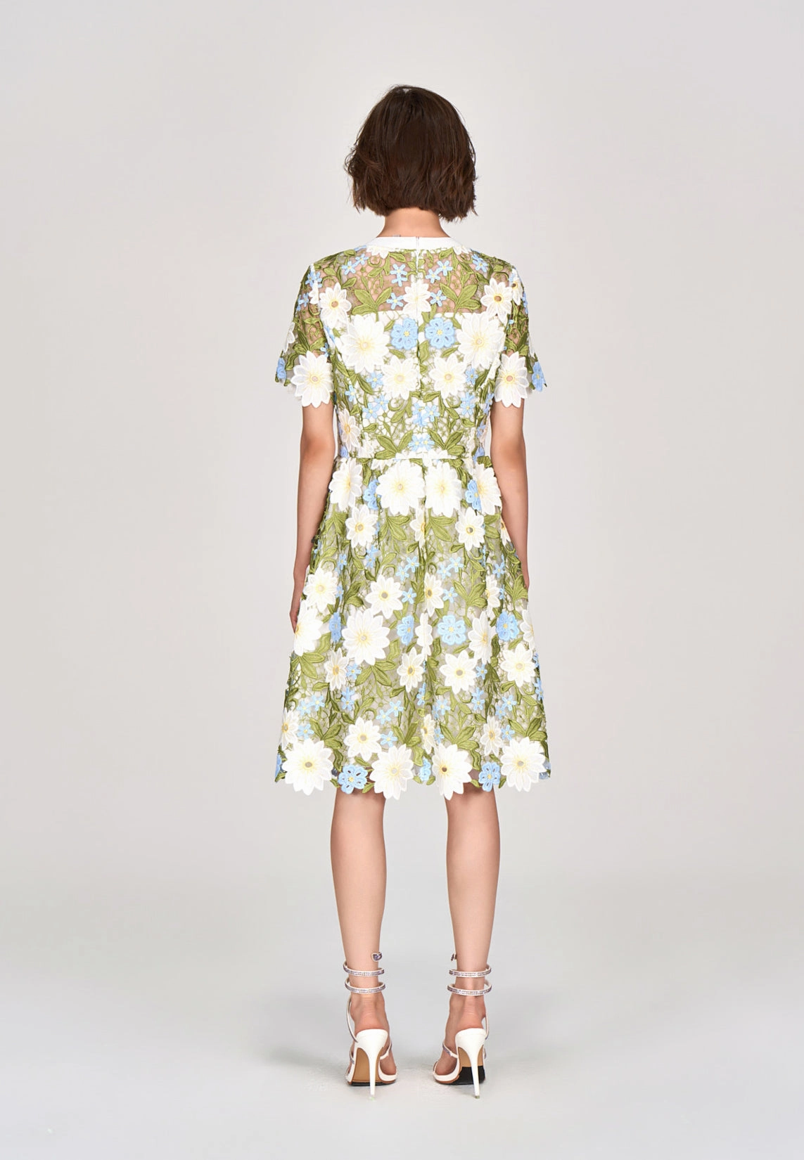 Green Floral Lace Midi Dress