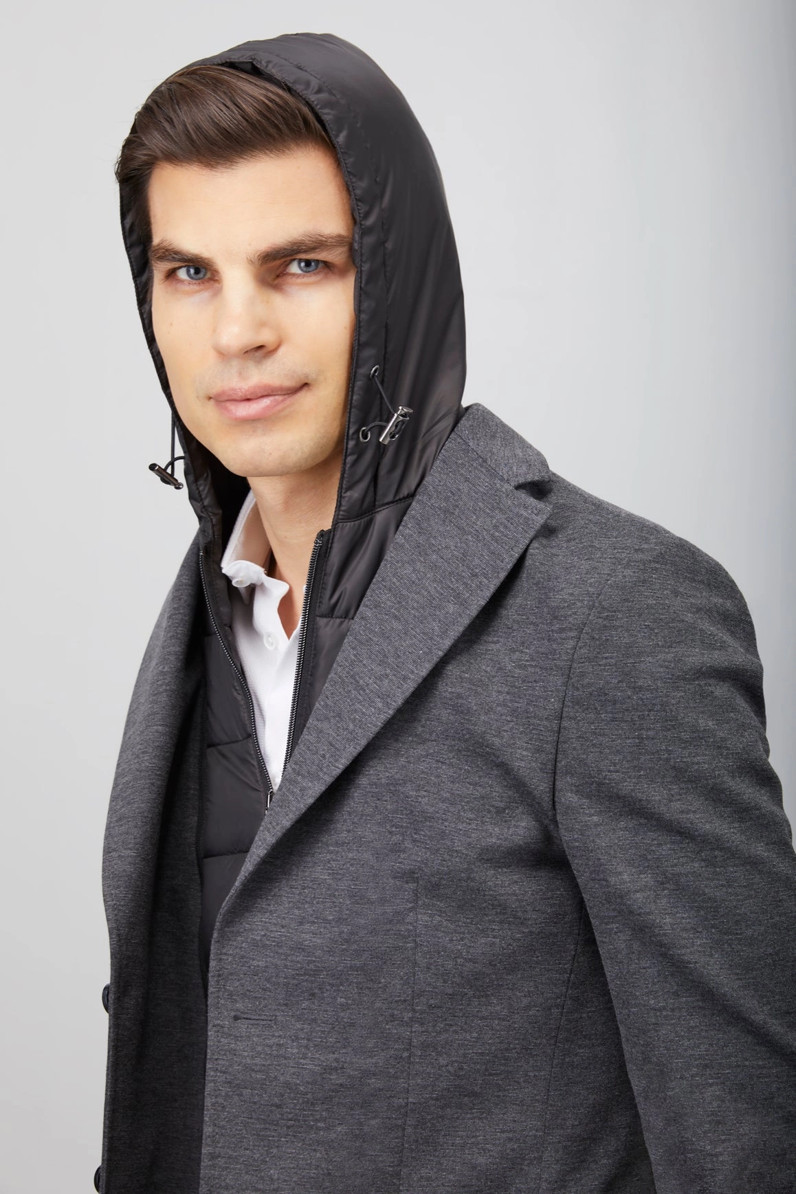 Grey Puffer Hood Sportcoat