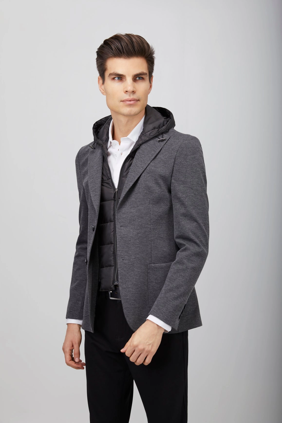 Grey Puffer Hood Sportcoat