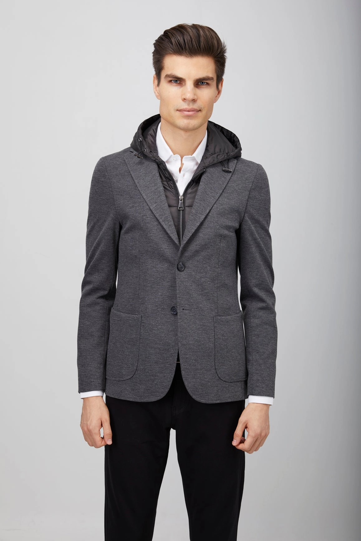 Grey Puffer Hood Sportcoat