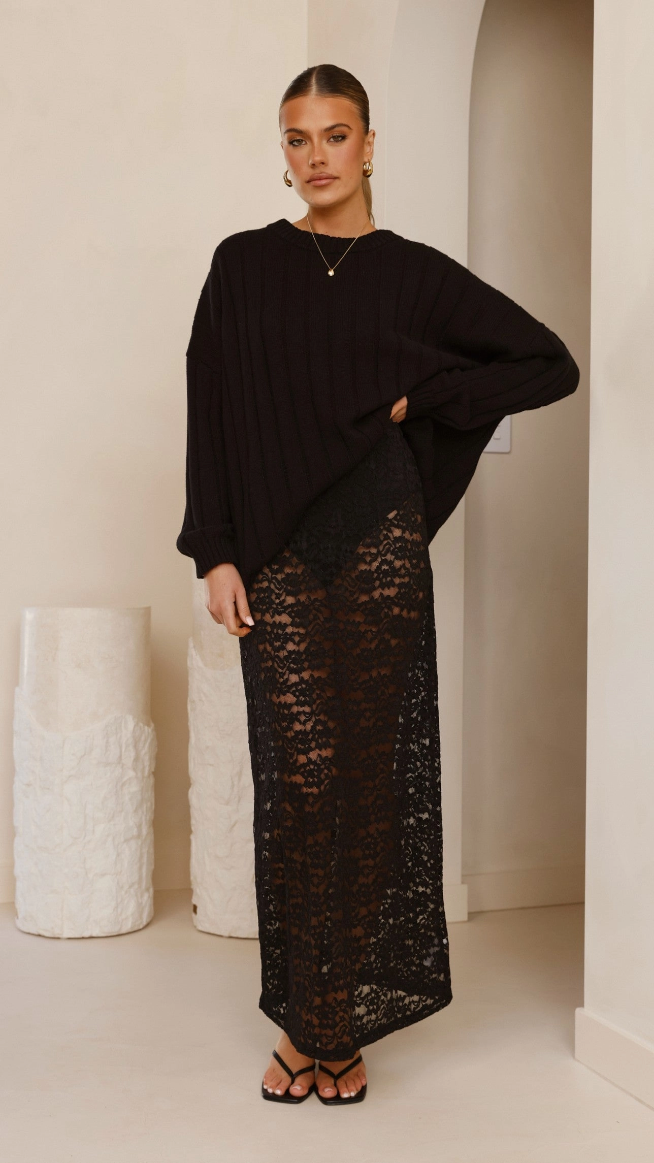 Harlene Lace Maxi Skirt - Black