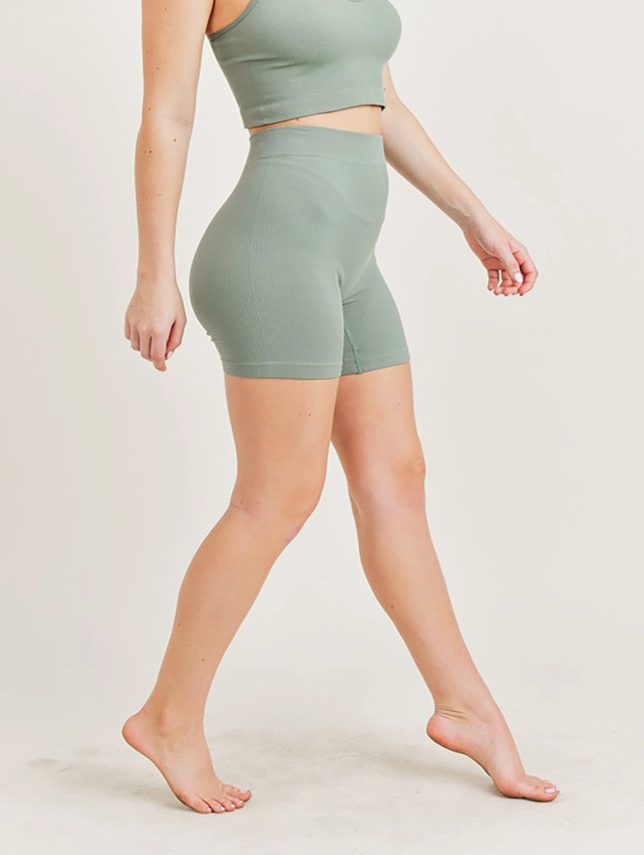 Here For Fun Ribbed Biker Shorts
