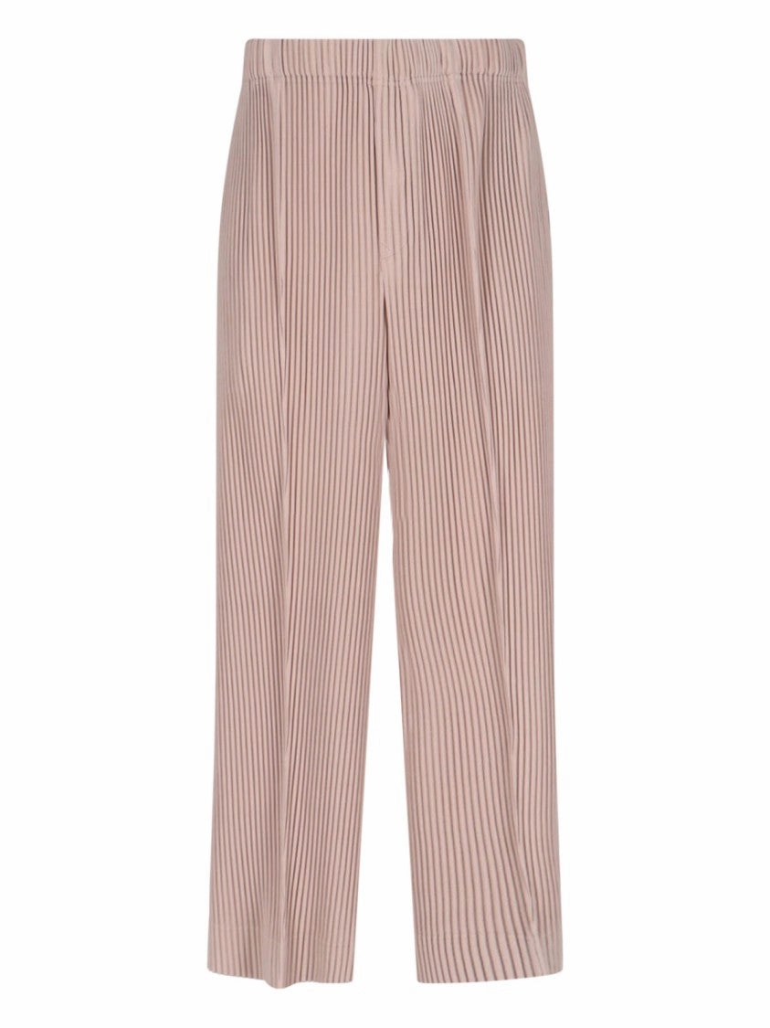 High-Waisted Pleated Trousers With Straight Leg Silhouette