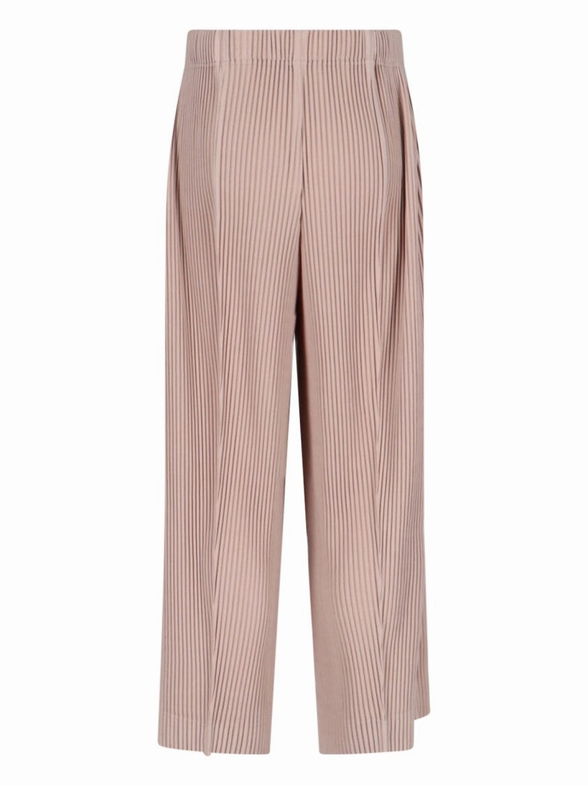 High-Waisted Pleated Trousers With Straight Leg Silhouette