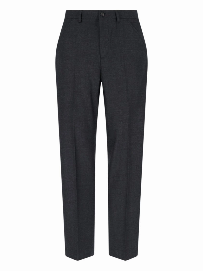High-Waisted Wool Chino Trousers With Straight Fit