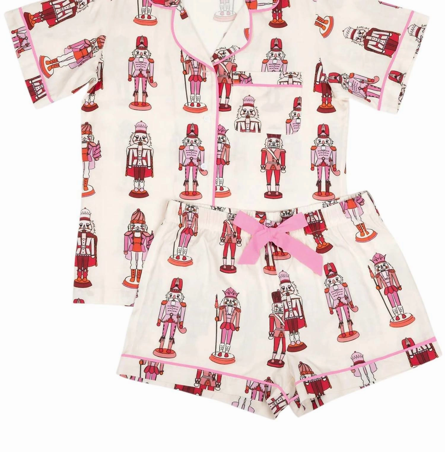 Holiday March Pajama Shorts Set In Pink