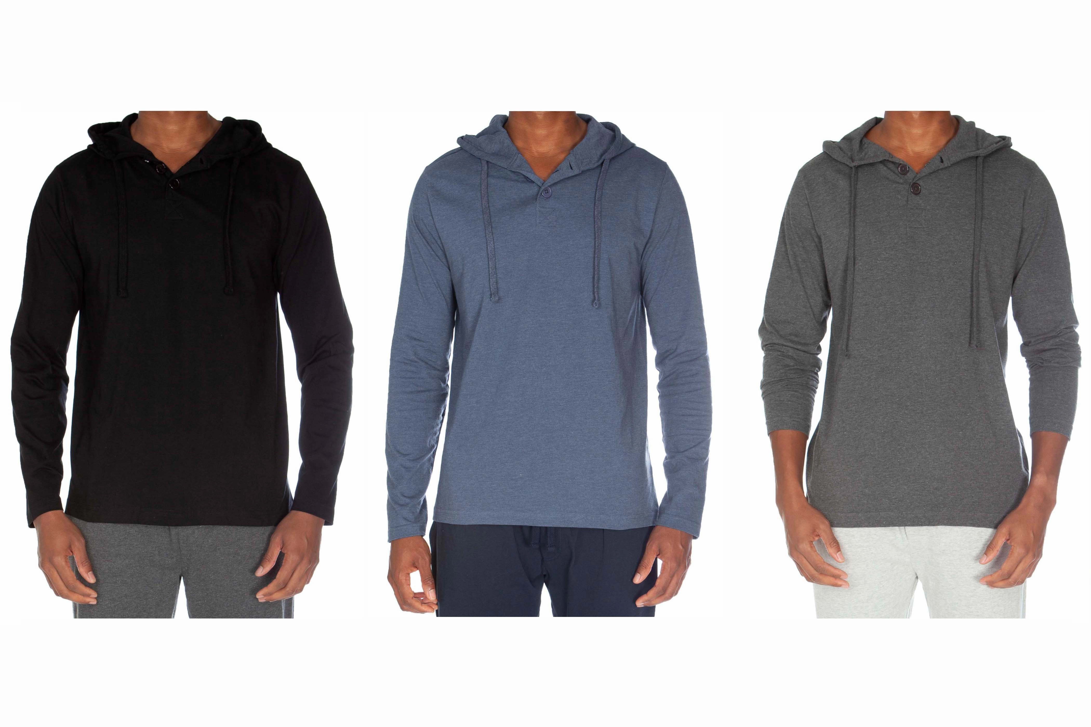 Hooded Henley Non Ribbed With Buttons Value Pack