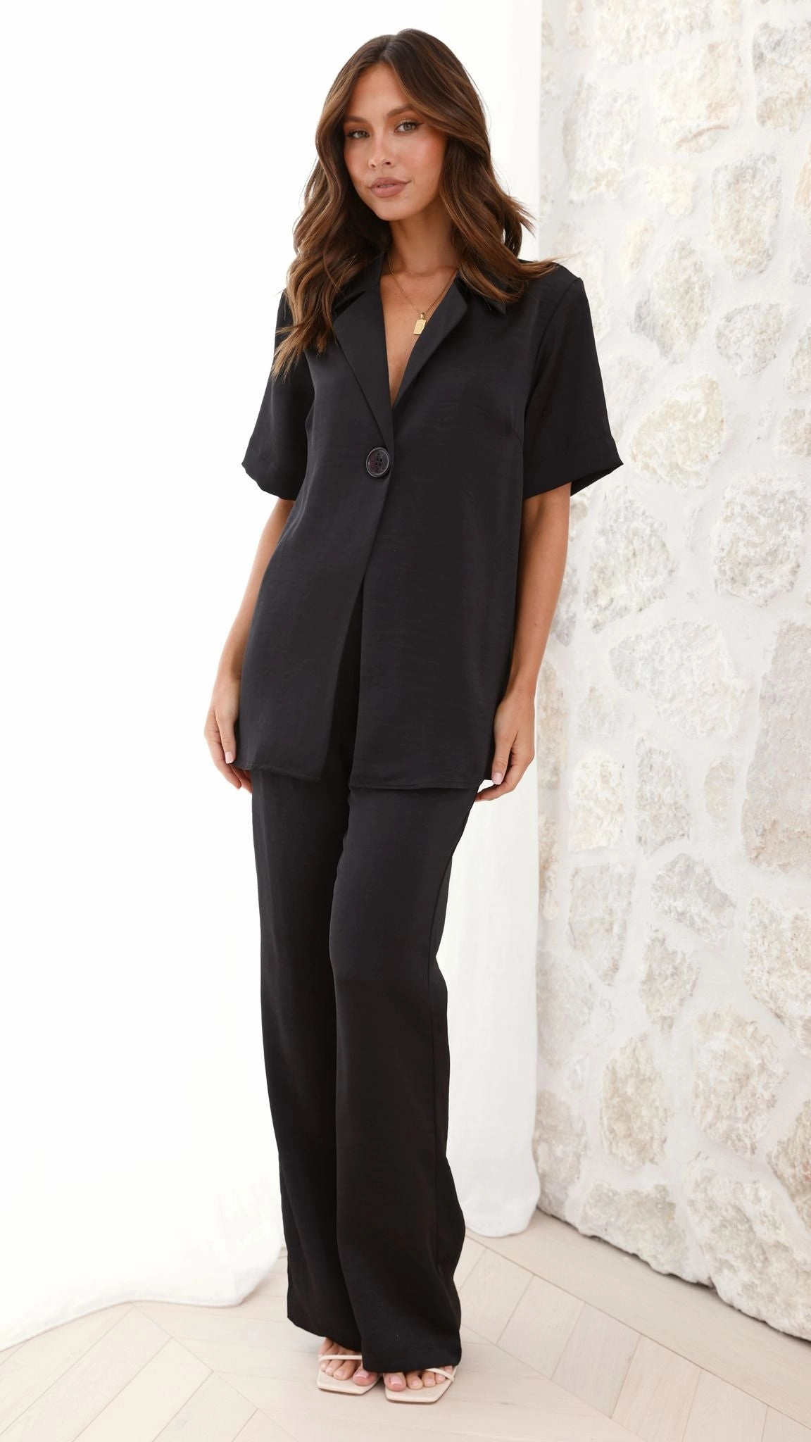 Imogen Button Pants - Black