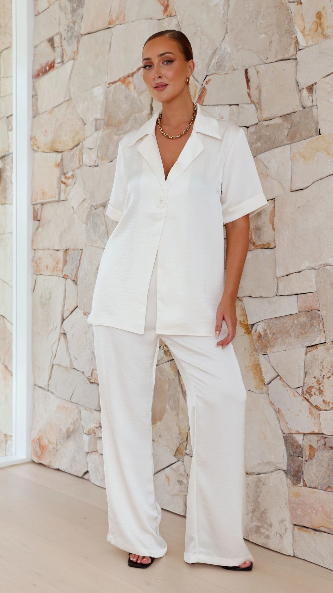 Imogen Button Pants - Cream