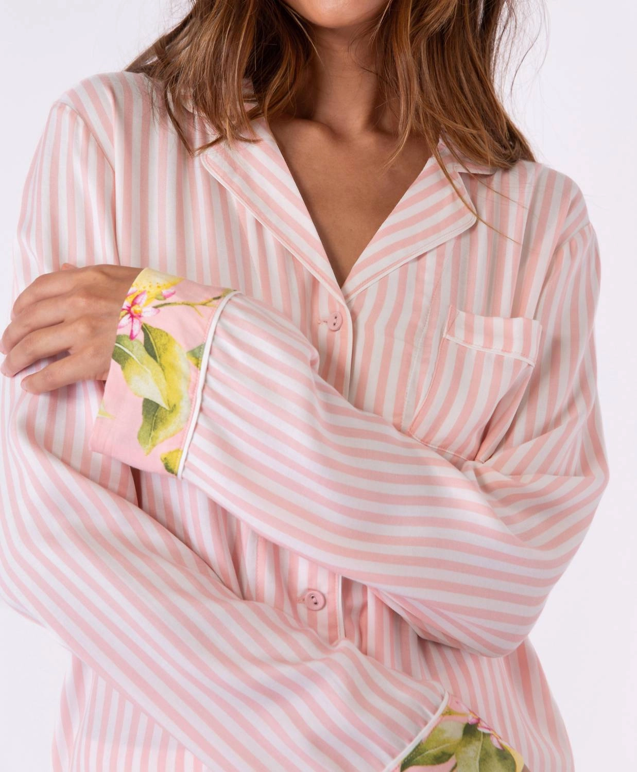 In Full Bloom Long Sleeve Pajama Top In Pink Dream