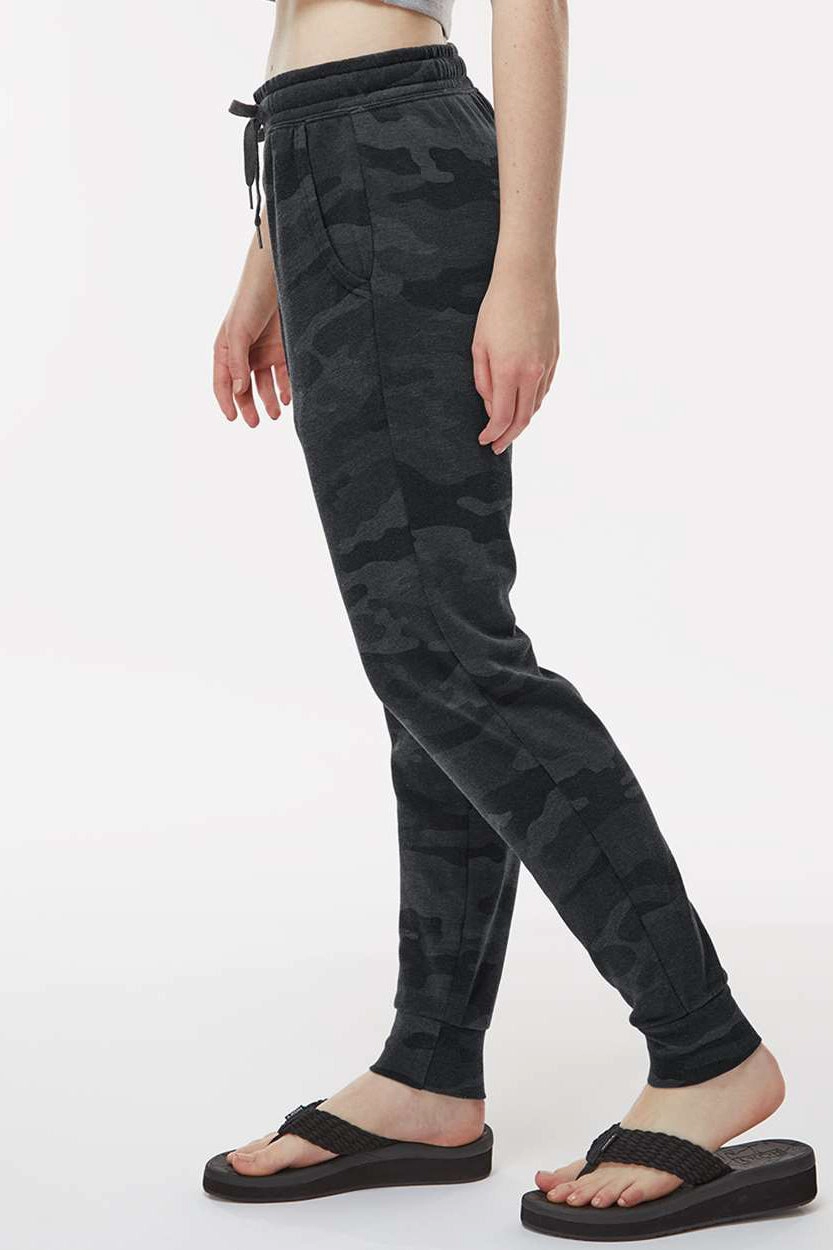 Independent Trading Company Womens California Wave Wash Sweatpants w/ Pockets - Heather Black Camo