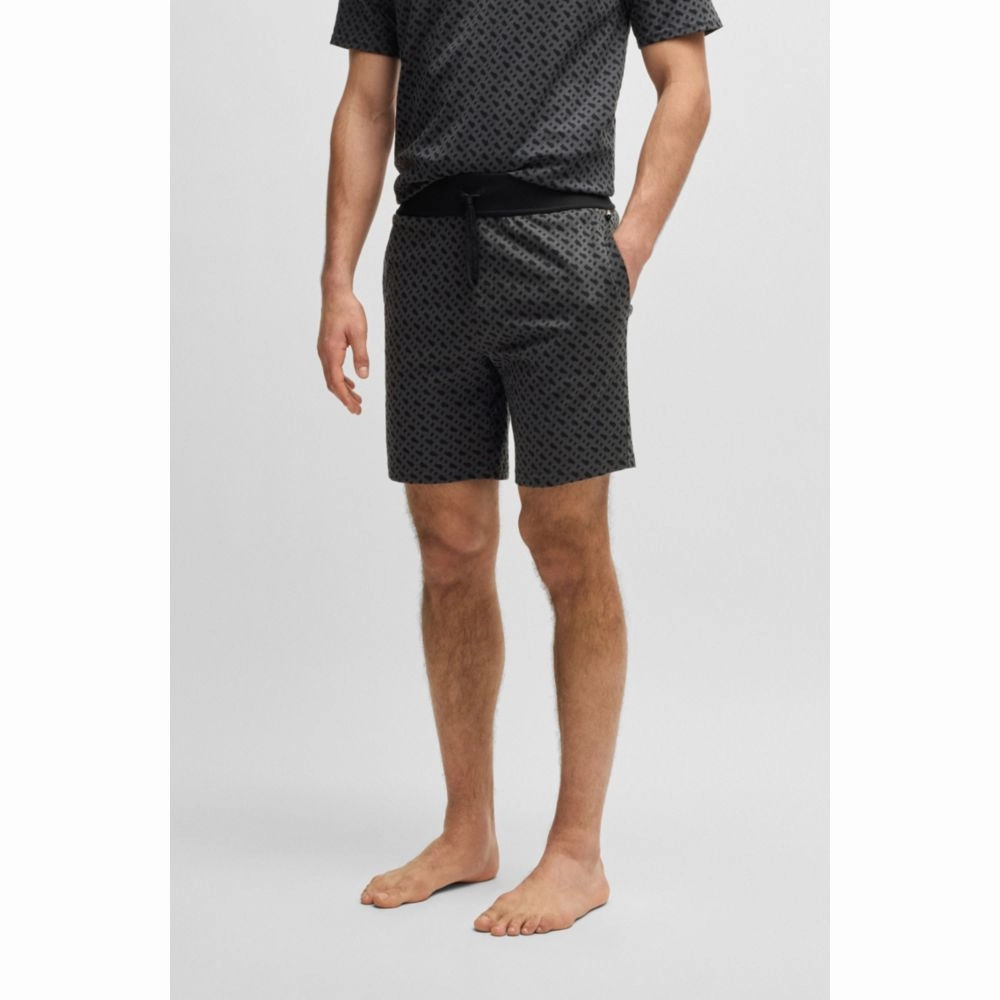 Interlock-cotton pajama shorts with monogram print
