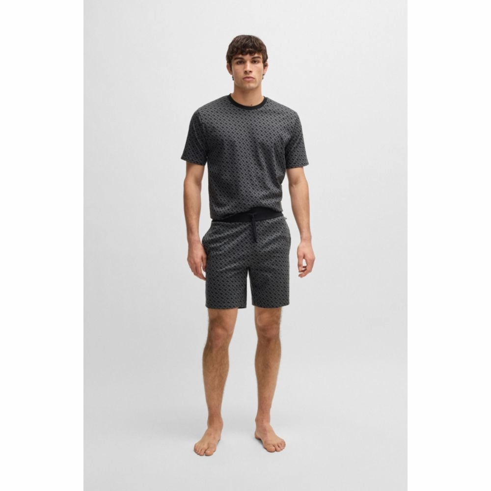 Interlock-cotton pajama shorts with monogram print