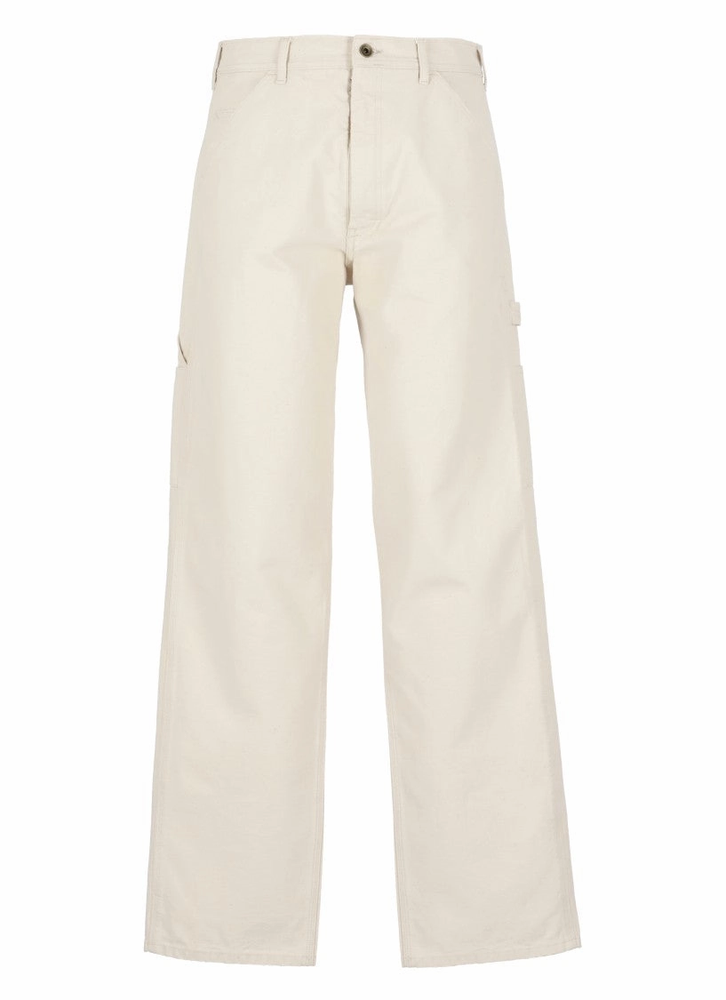 Ivory Cotton Cargo Pants