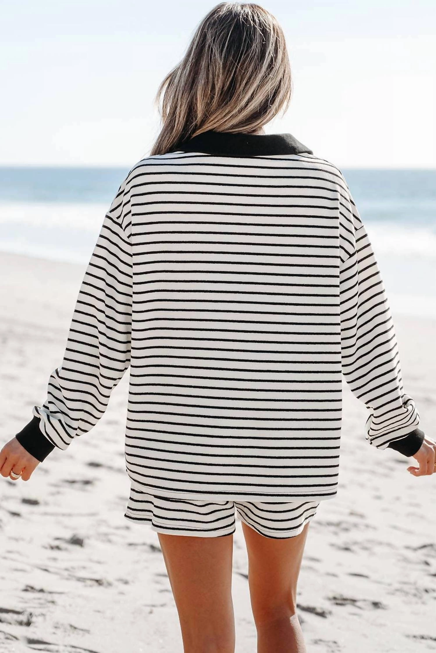 Jackie Striped Shorts Set In Black