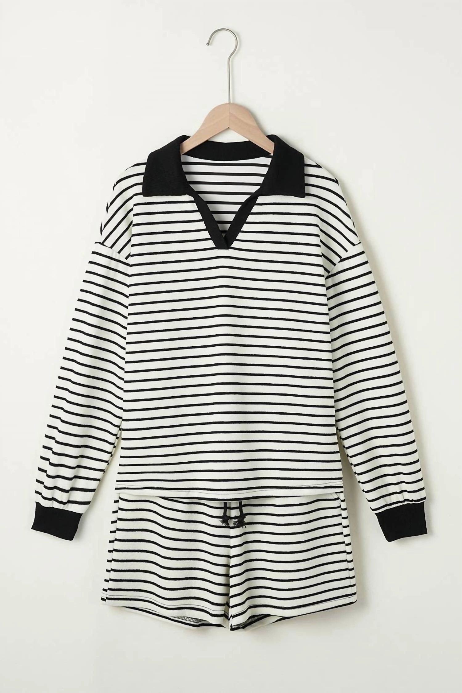 Jackie Striped Shorts Set In Black