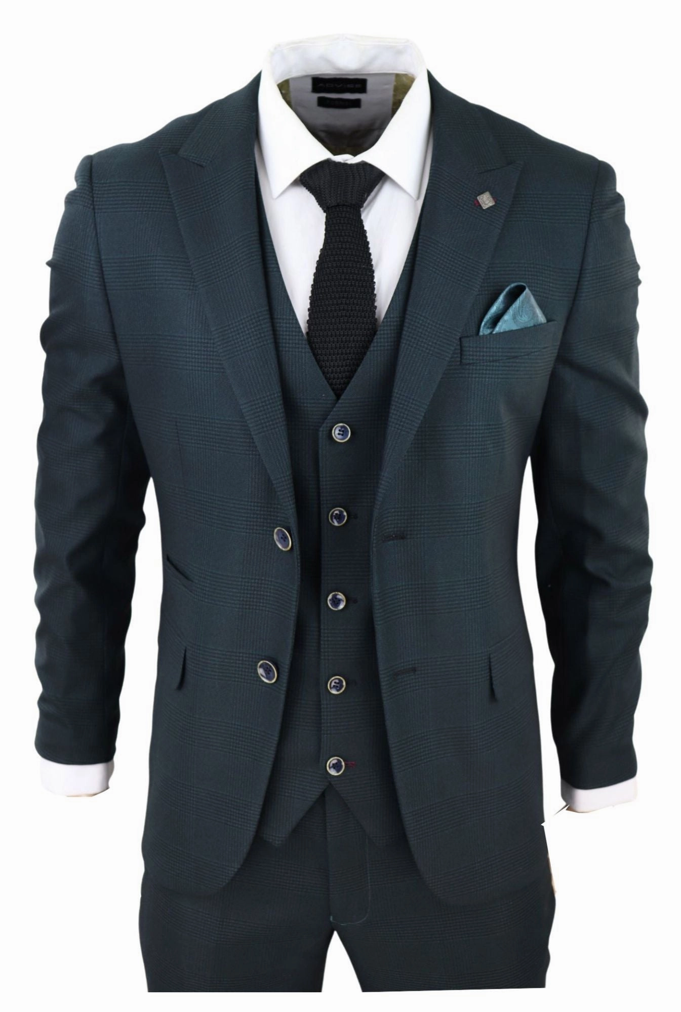 Jasper Olive Green 3 Piece Suit Check