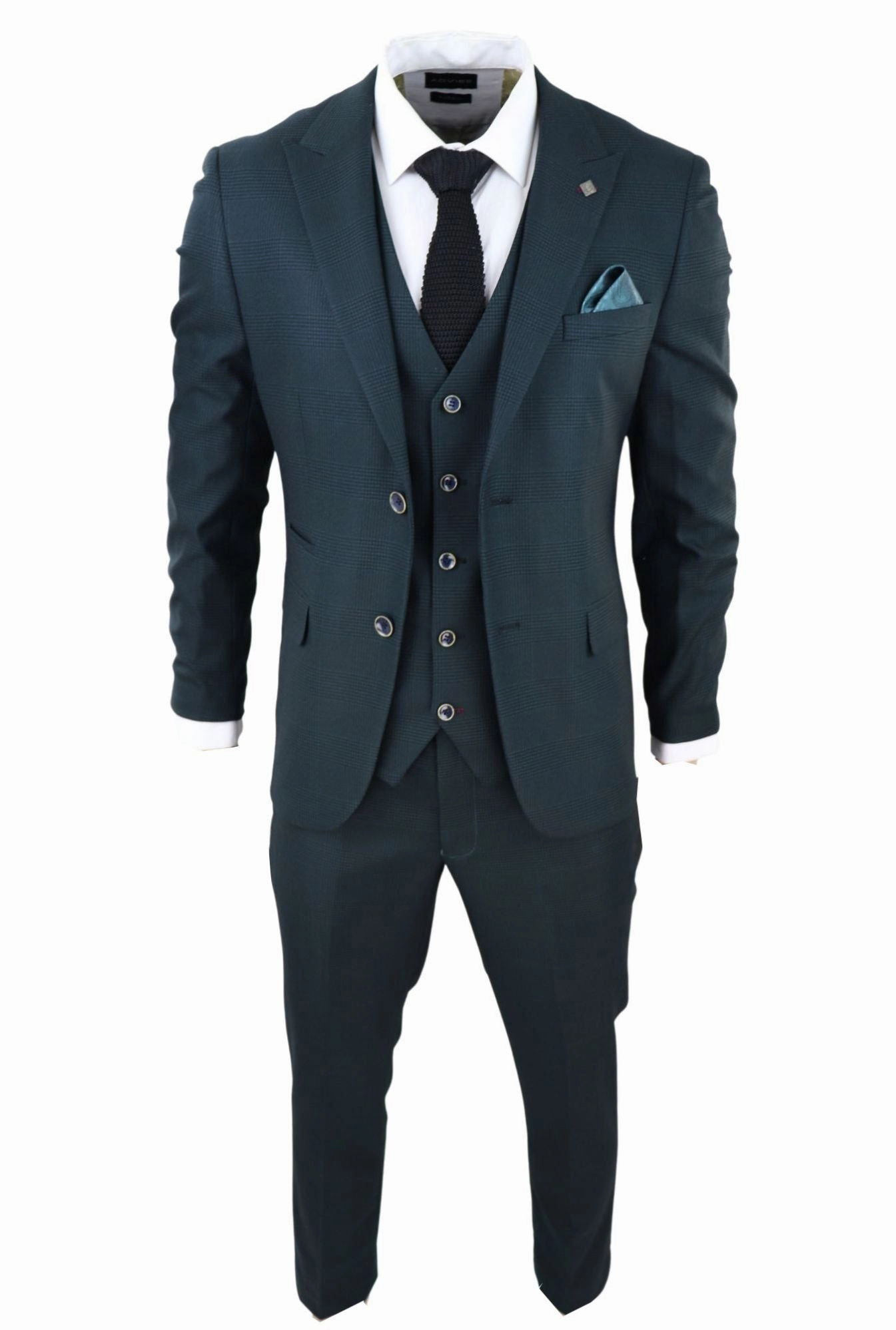 Jasper Olive Green 3 Piece Suit Check