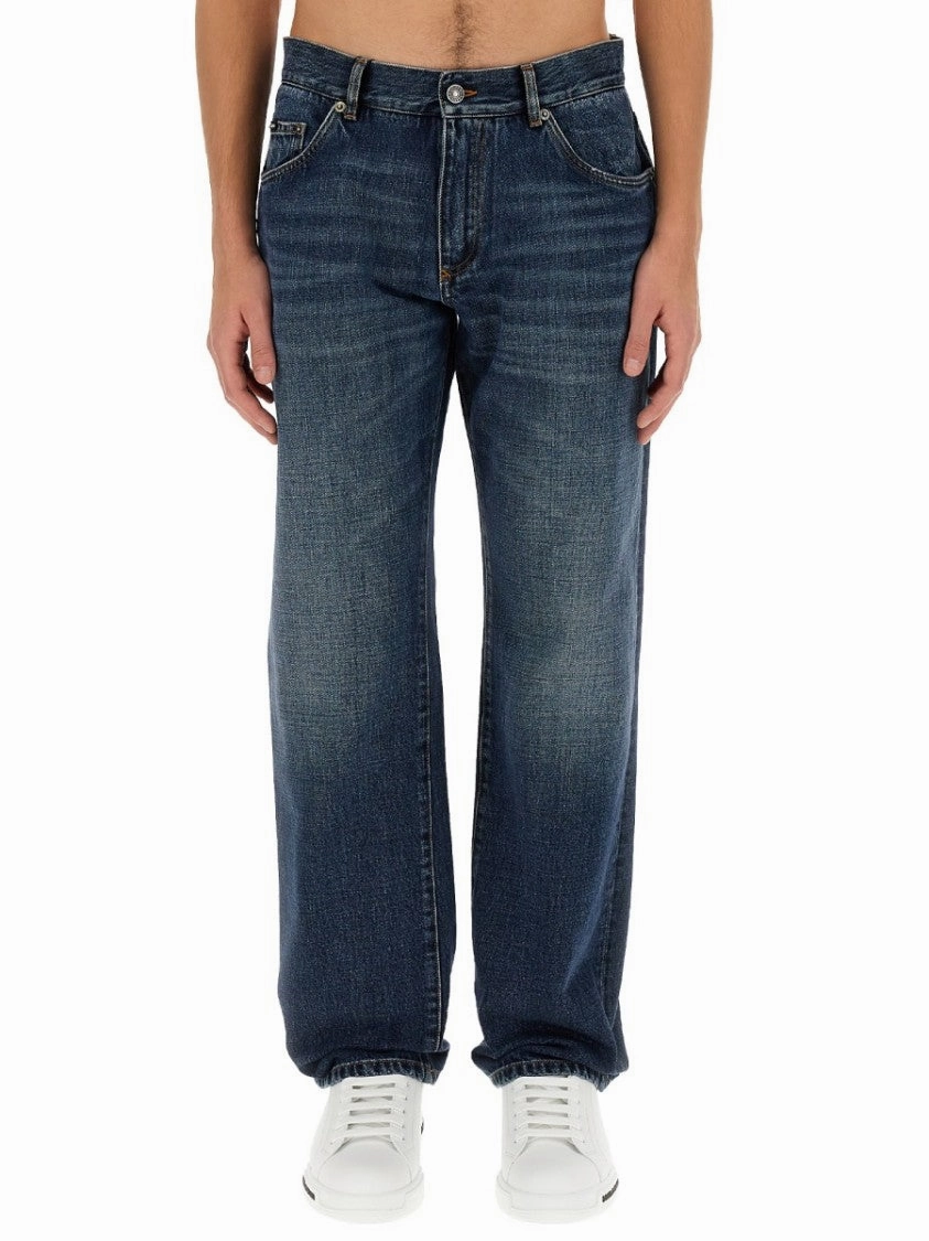 Jeans With Logo Plaque