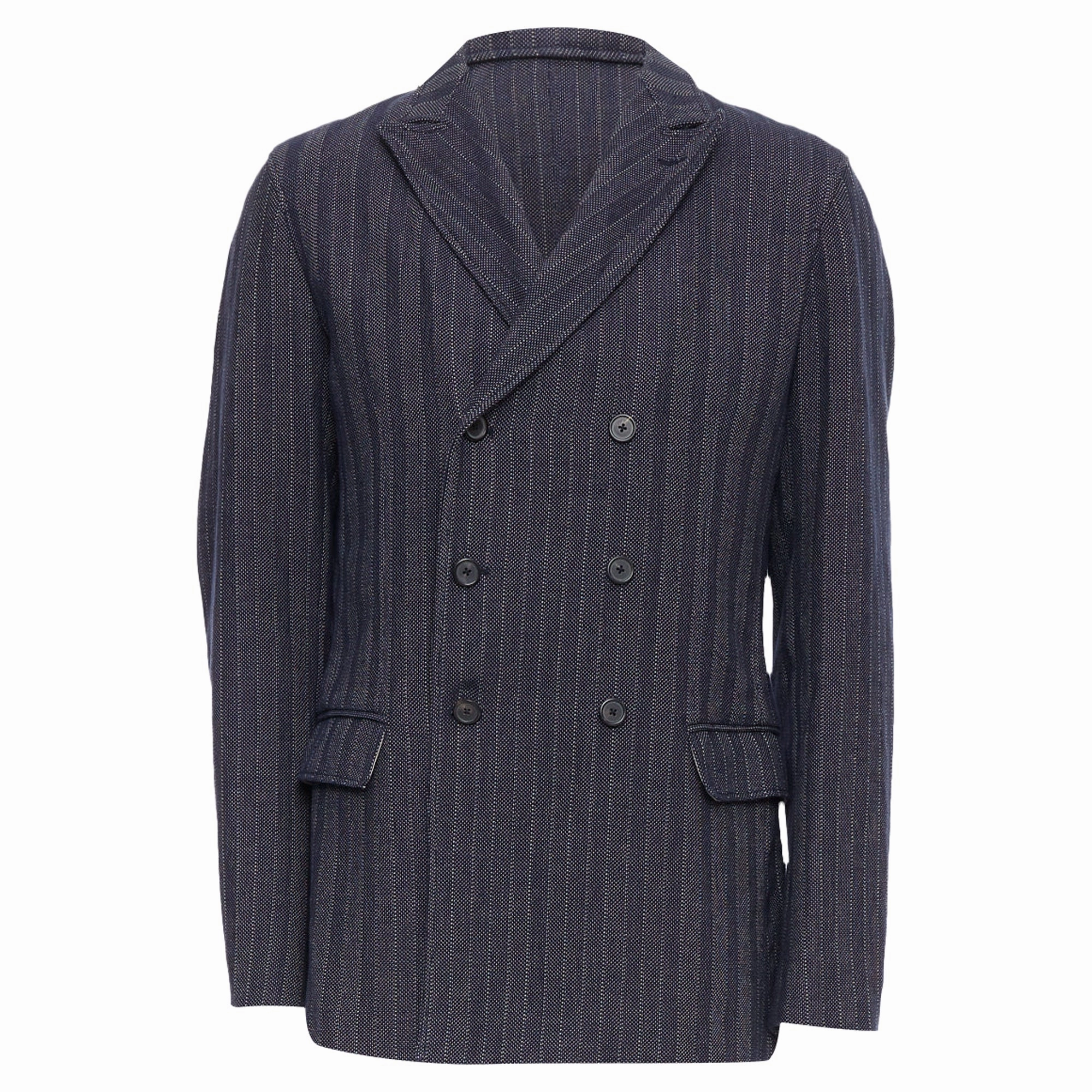 Jil Sander Cotton Striped Double Breasted Blazer