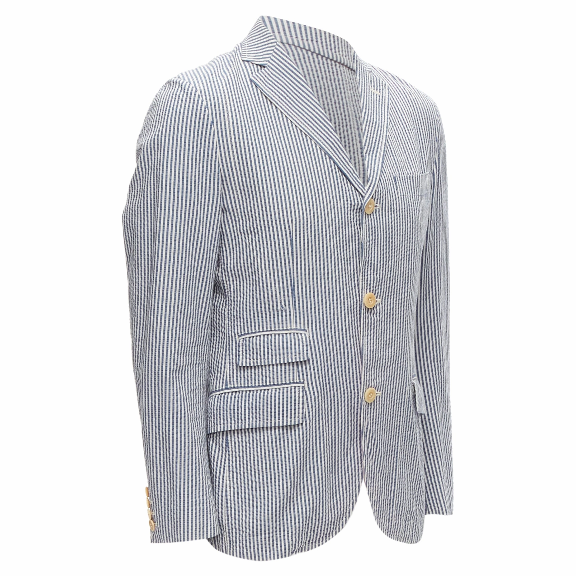 Junya Watanabe Man striped seersucker cotton blazer jacket