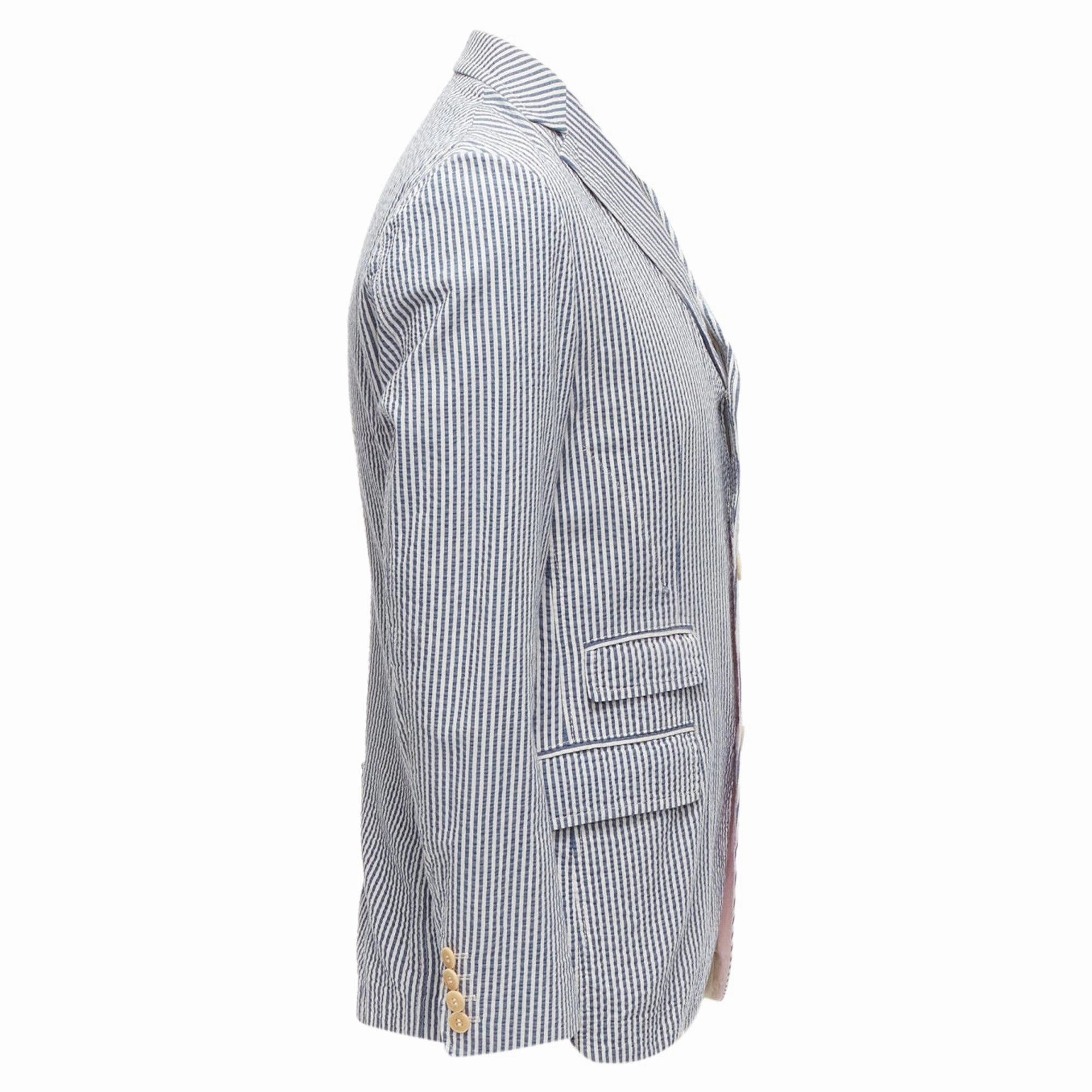 Junya Watanabe Man striped seersucker cotton blazer jacket