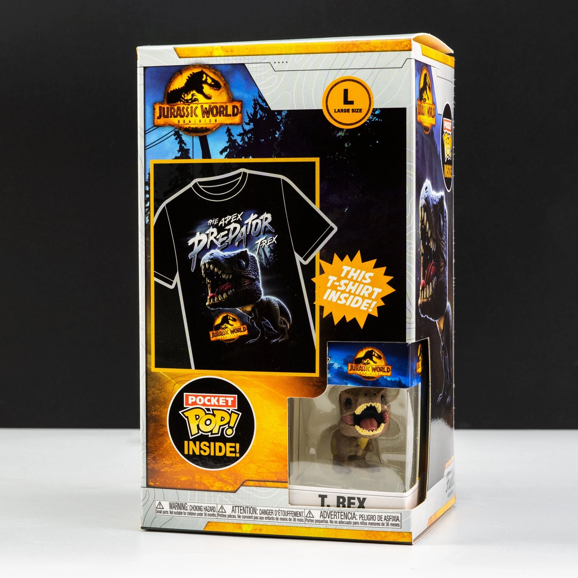 Jurassic World T-Rex Pocket Pop! Vinyl and Tee Set for Kids