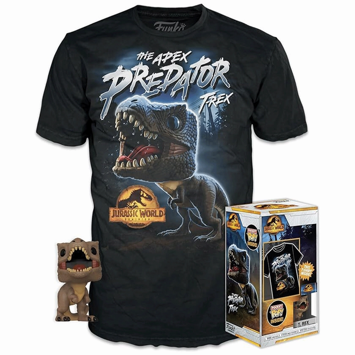 Jurassic World T-Rex Pocket Pop! Vinyl and Tee Set for Kids