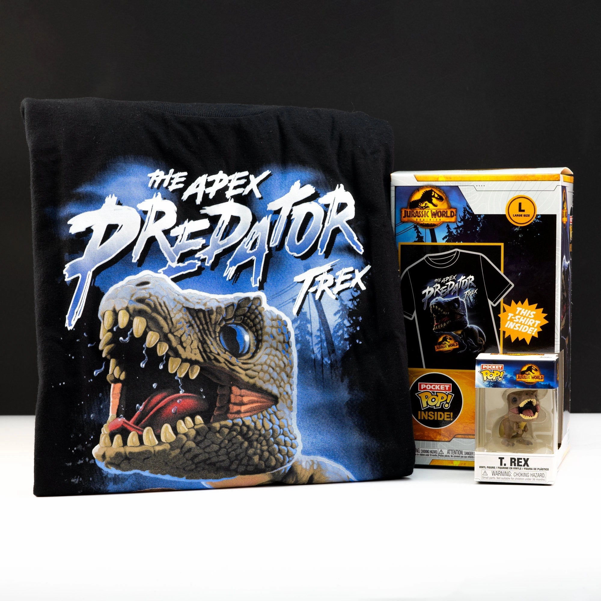 Jurassic World T-Rex Pocket Pop! Vinyl and Tee Set for Kids