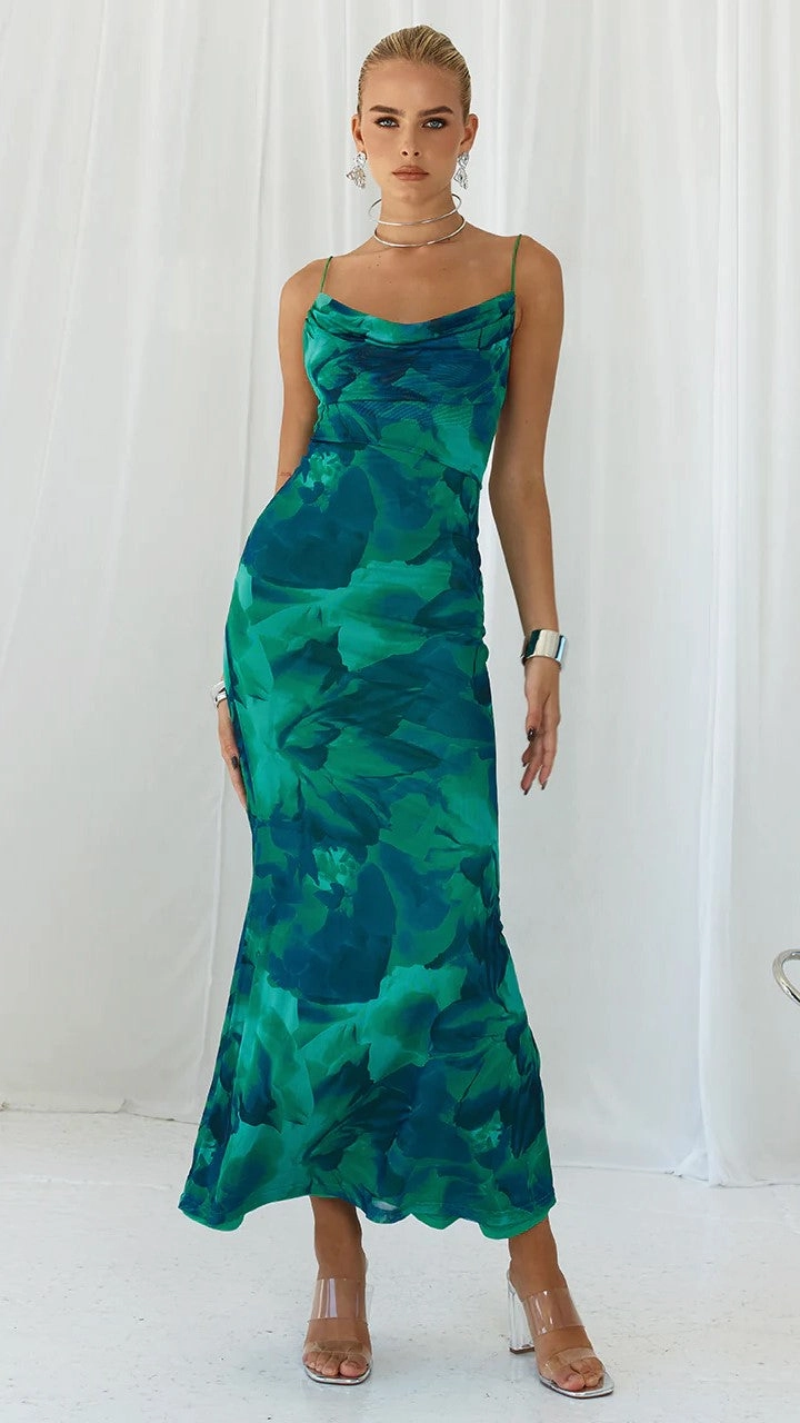 Kapri Slip Dress - Green Floral