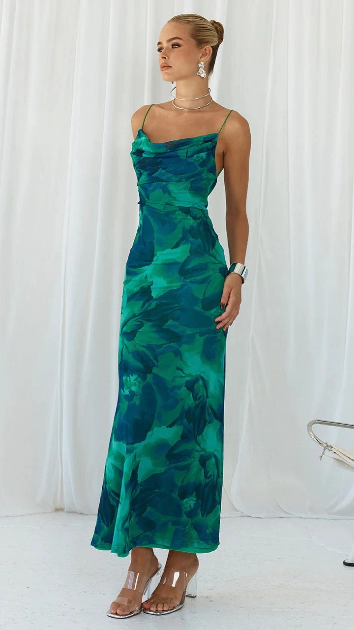 Kapri Slip Dress - Green Floral