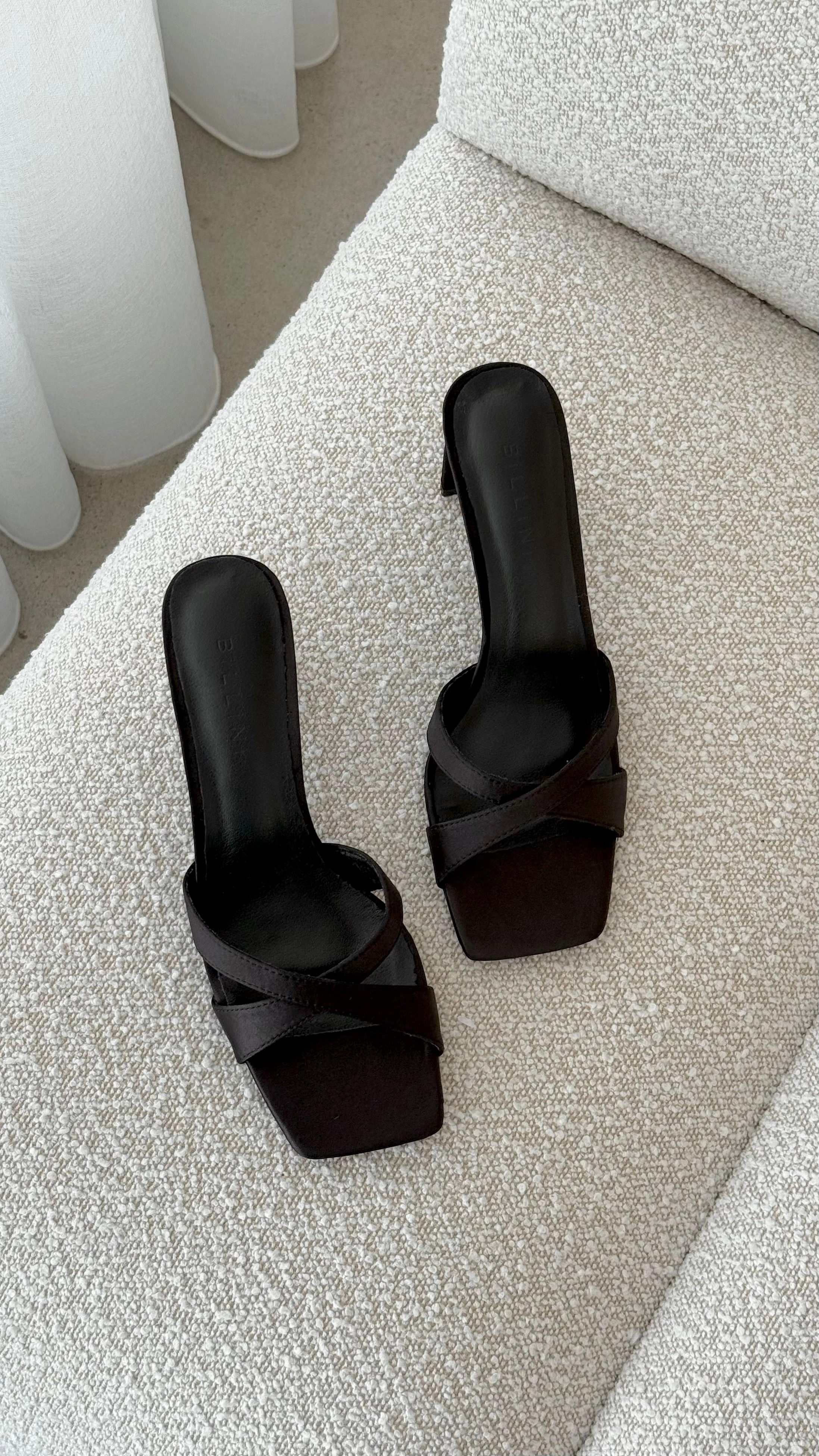 Kelsie Heels - Black Satin