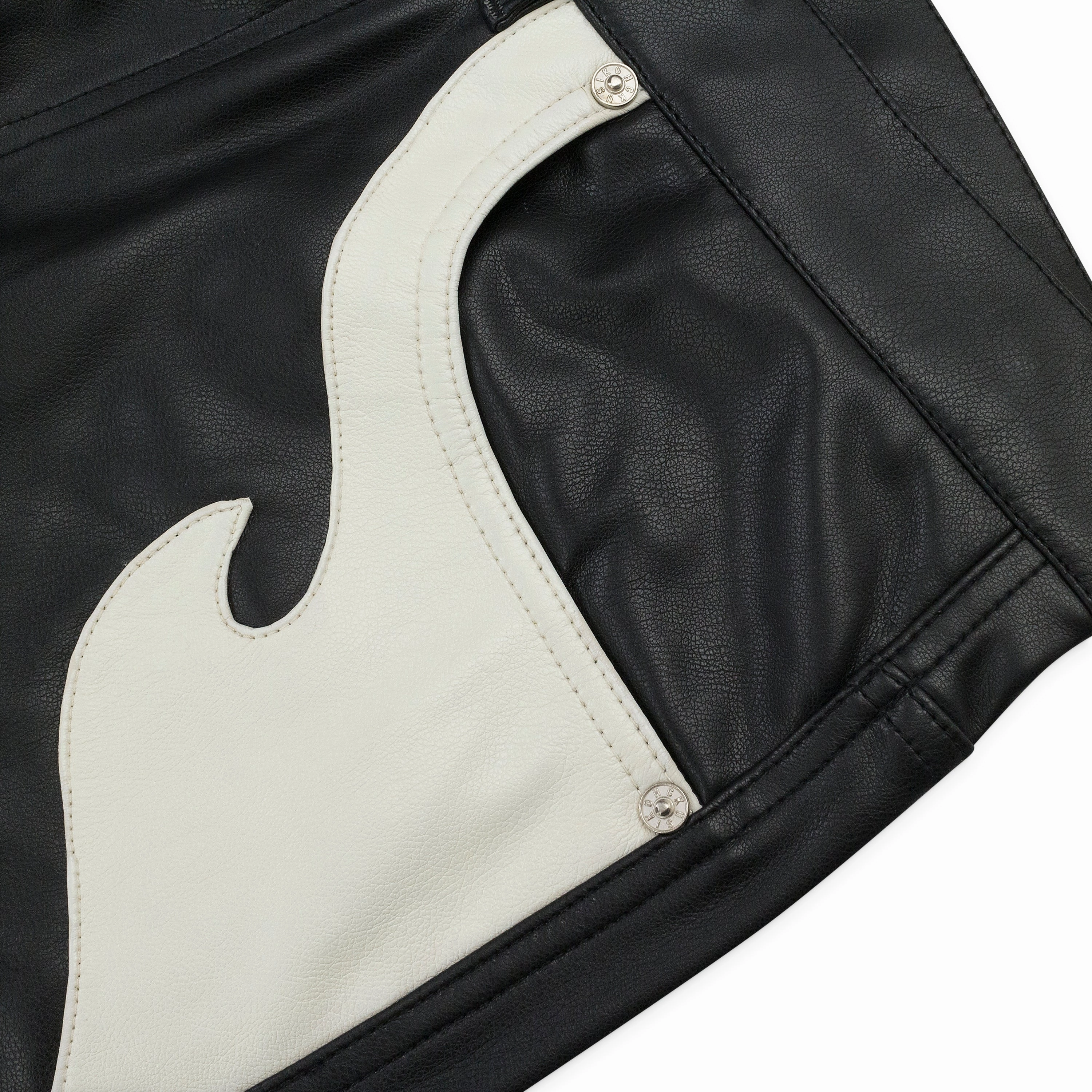 KSK FLOWER RIDER FAUX LEATHER BLACK CASUAL PANTS