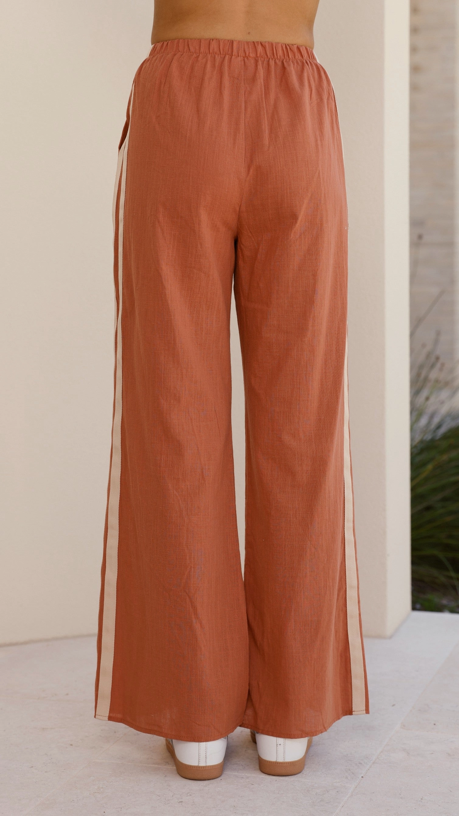 La Sirena Long Sleeve Top and Pants Set - White / Rust