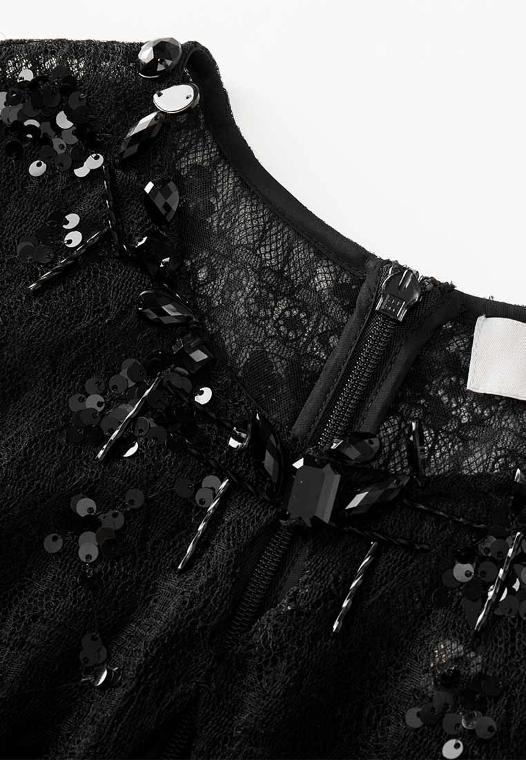 Lace Sequin Embellished Party Dress