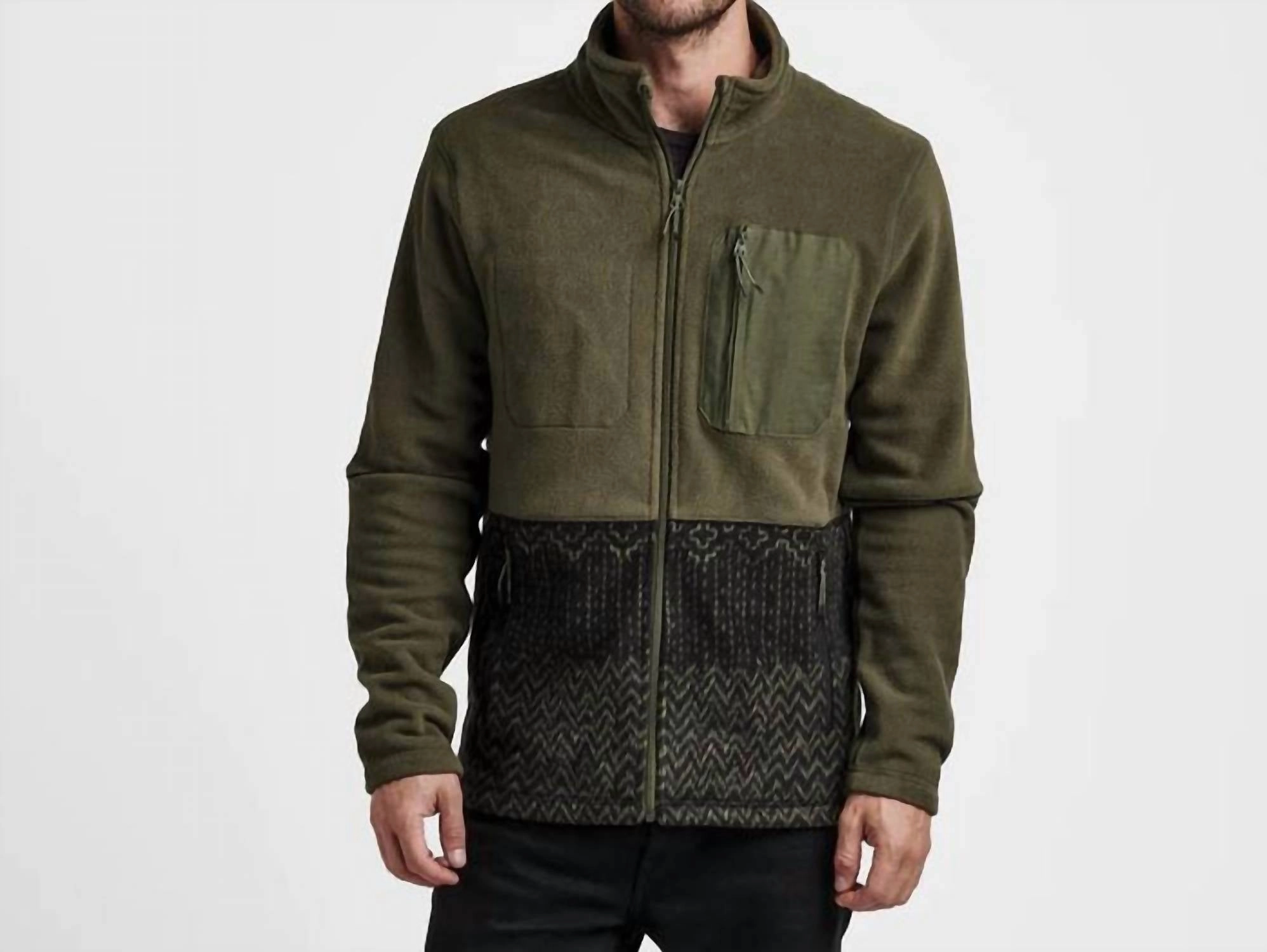 Landfall Fleece Zip Jacket In Military Sashiko
