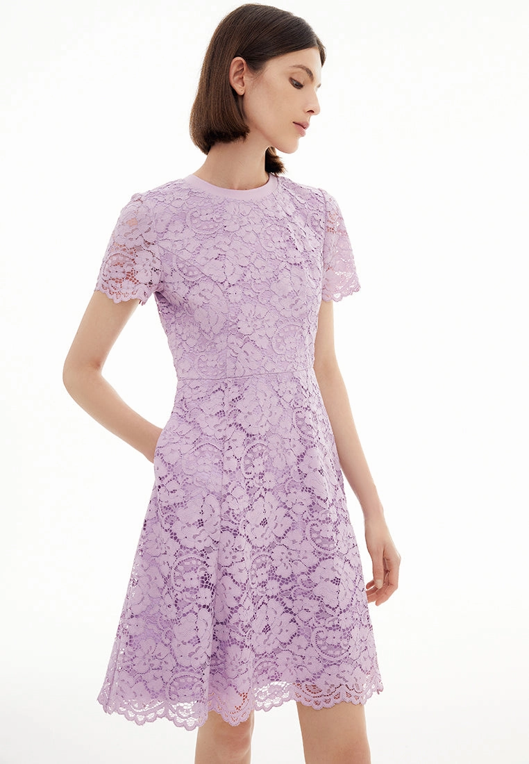 Lavender Lace Flared Cocktail Dress