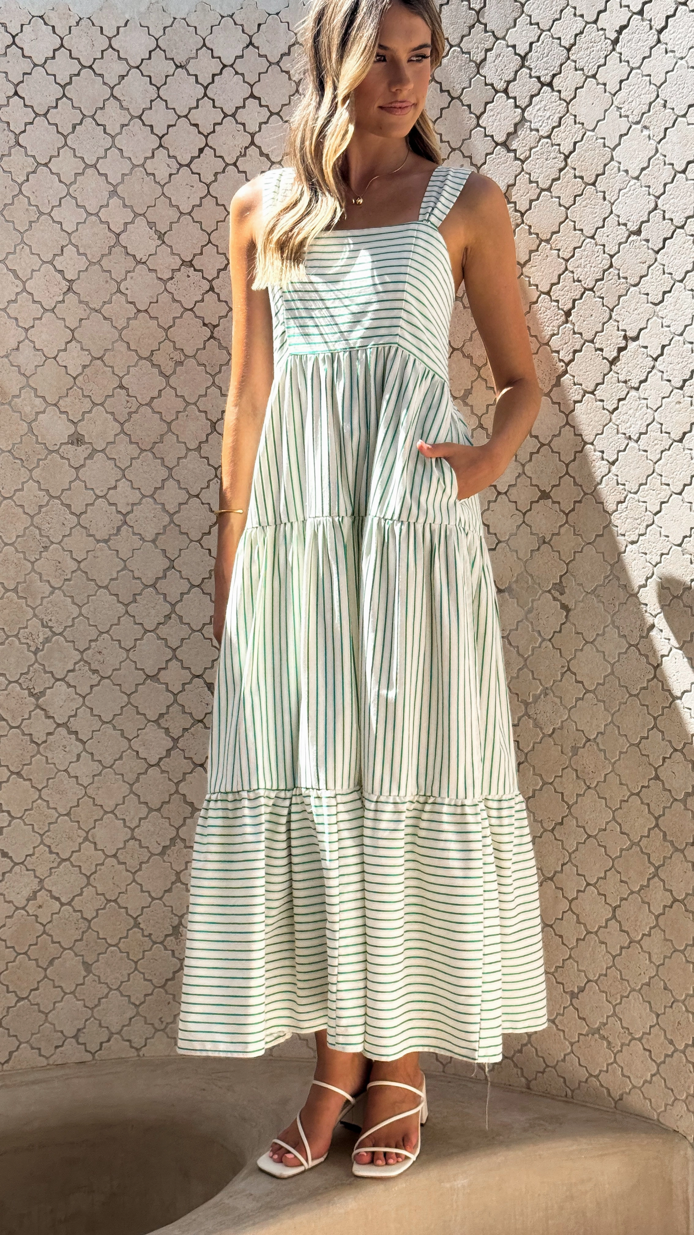 Laylah Maxi Dress - Green Stripe