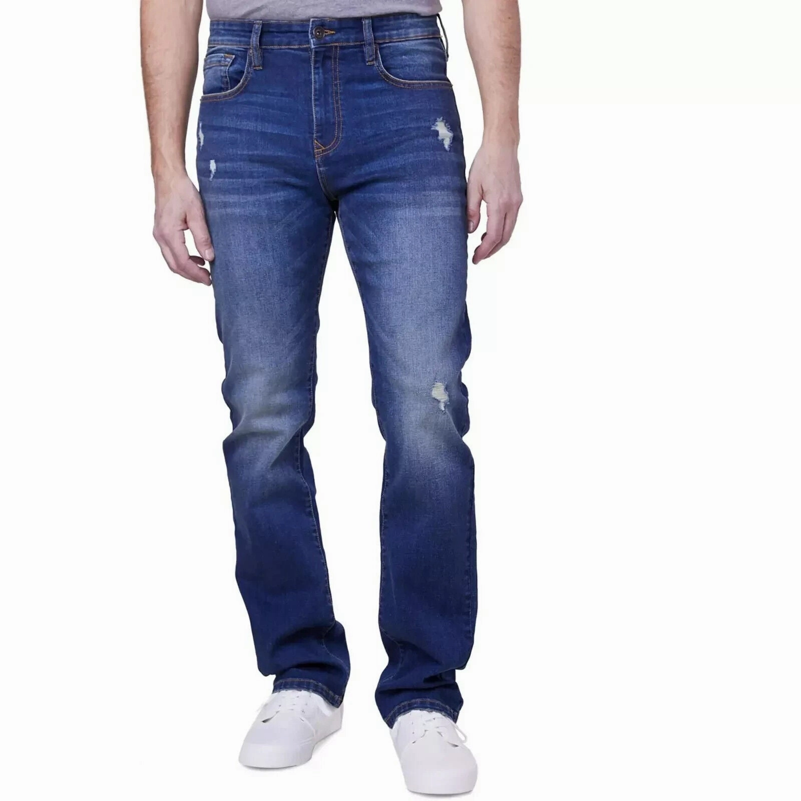 Lazer ML83593 Jeans Mens 34x30 Blue Cotton Denim Distressed Straight Leg APP1125