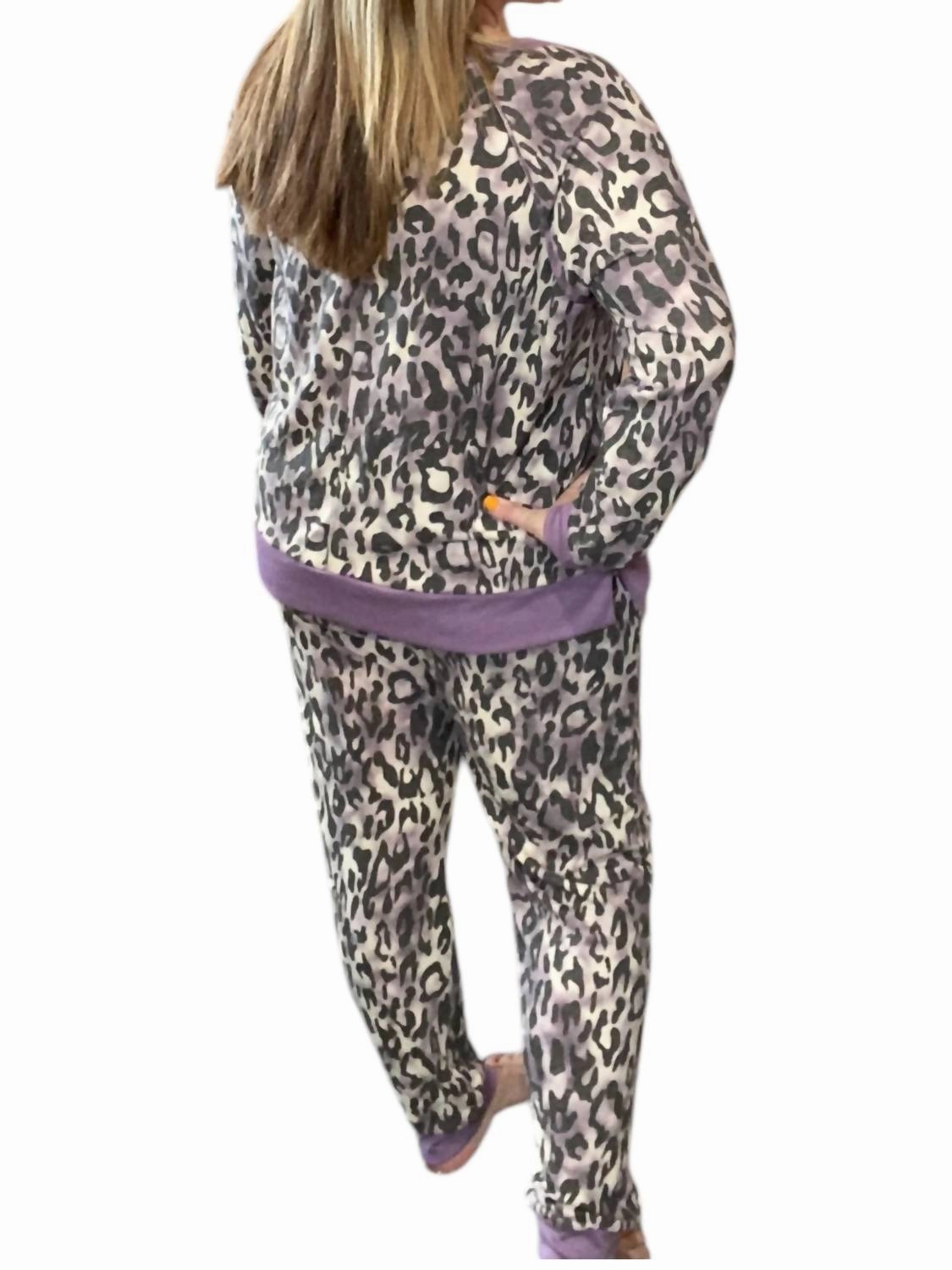 Leopard Lounge Set In Purple