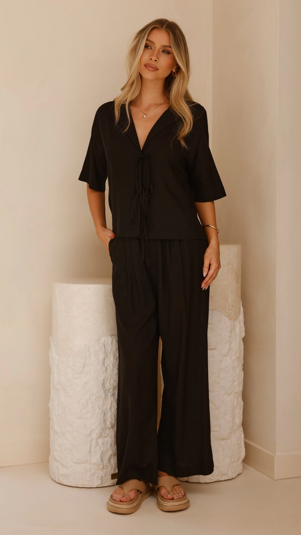 Lexi Linen Pants - Black