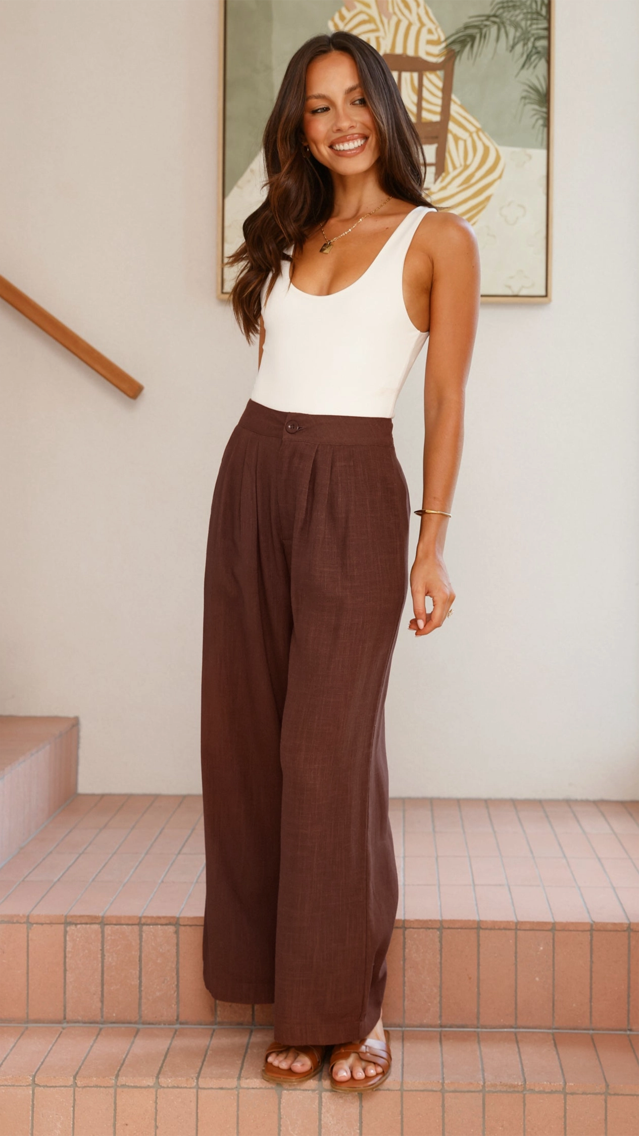 Lexi Linen Pants - Chocolate
