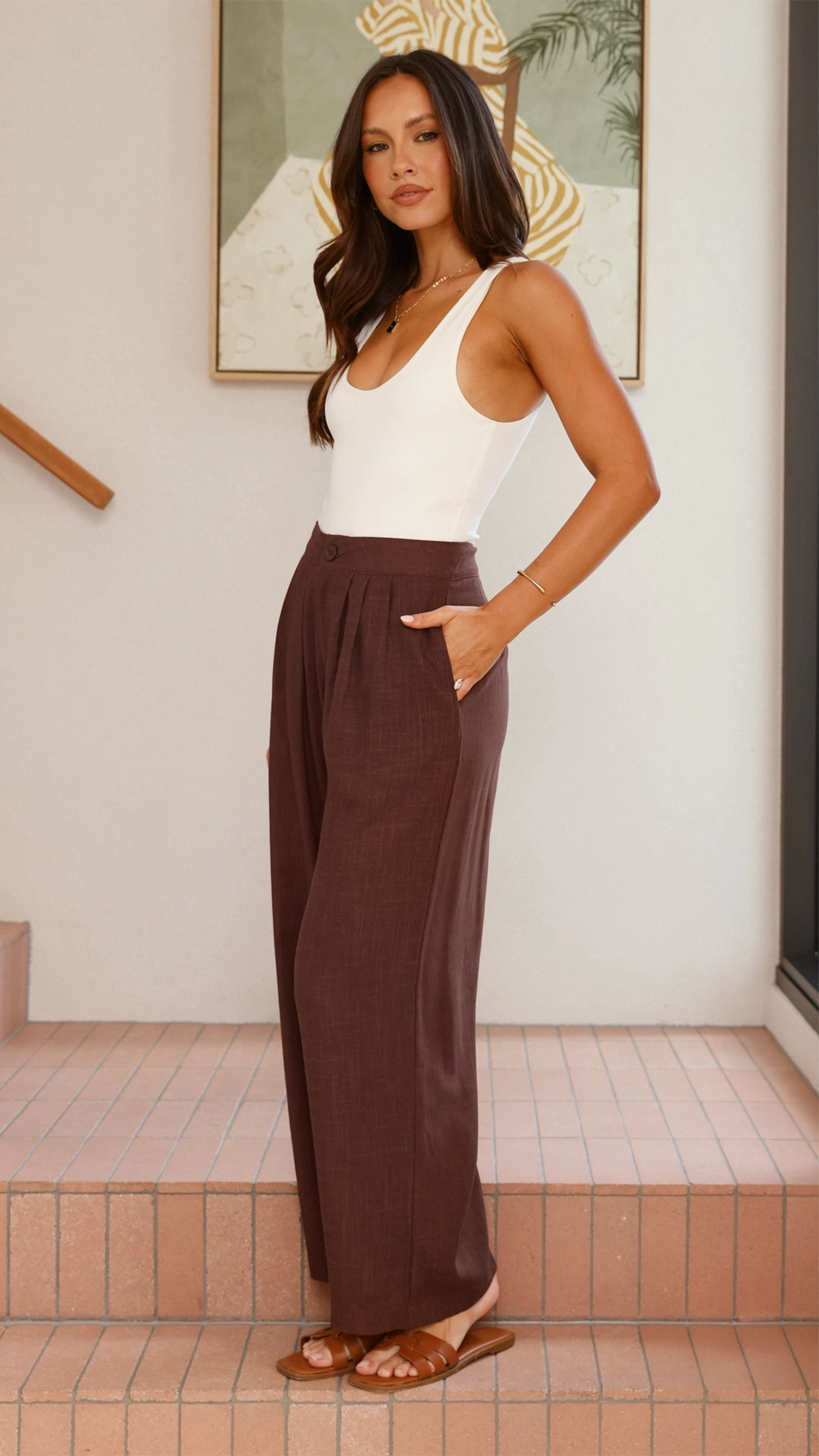 Lexi Linen Pants - Chocolate