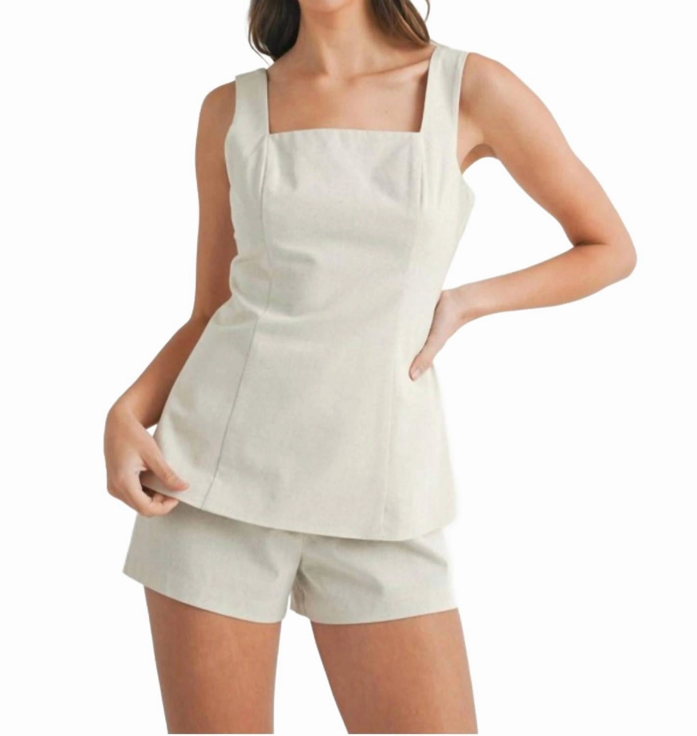 Linen Mix Shorts Set In Oatmeal